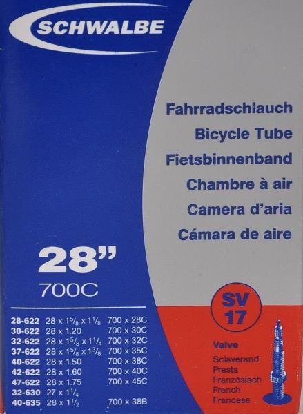 Schwalbe Slange 28 X 28C-45C Ventil Sv17 Reservedele > Cykelslanger