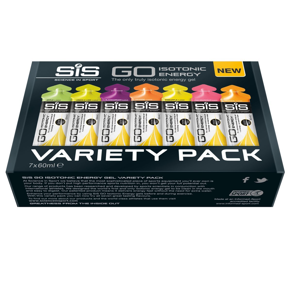 Science In Sport Sis Isotonic Energy Gel Pakke - 7 Varianter Tilbehør > Energiprodukter > Energigel