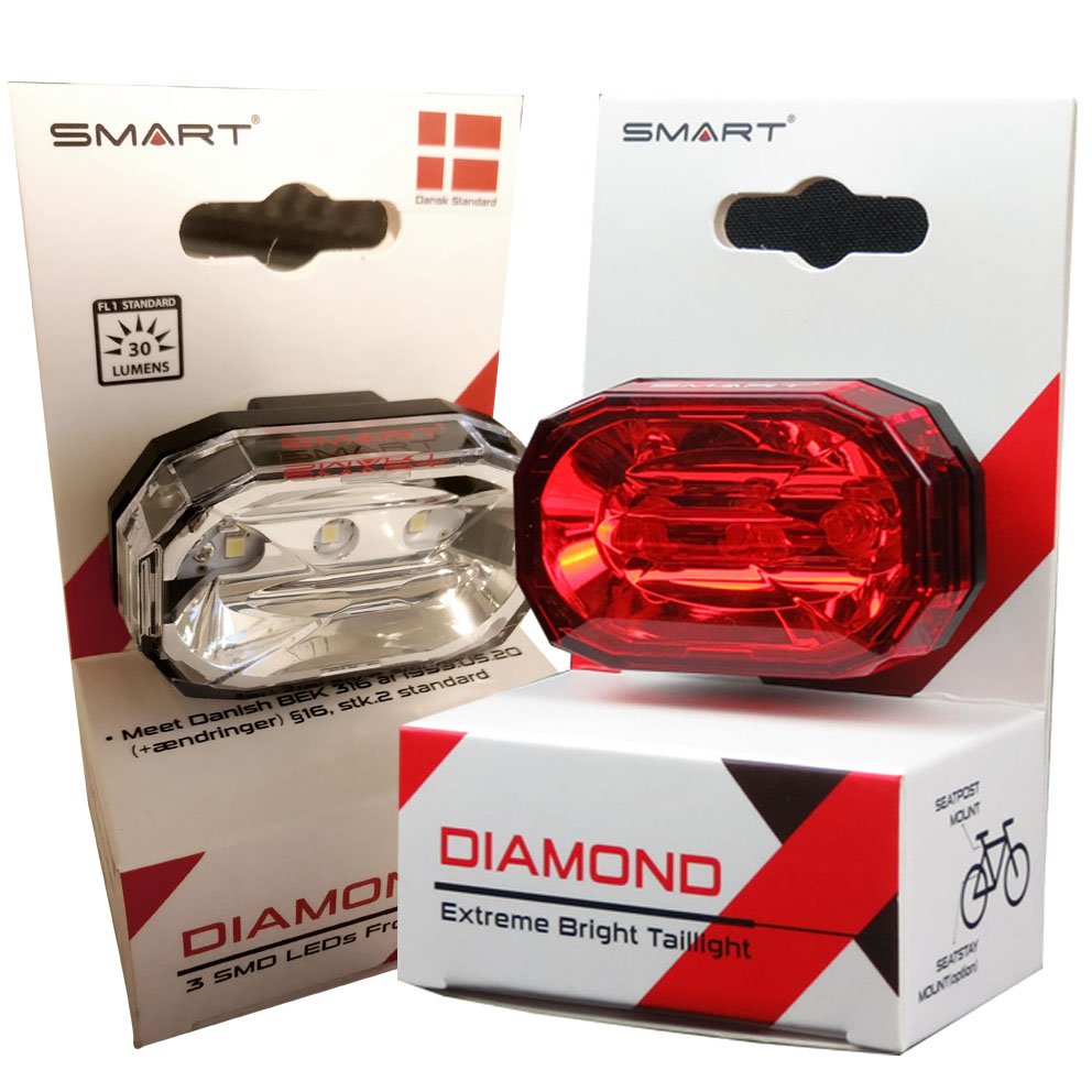 Smart Diamond Super Led Lygtesæt (30 & 15 Lumens) Tilbehør > Cykellygter > Lygtesæt