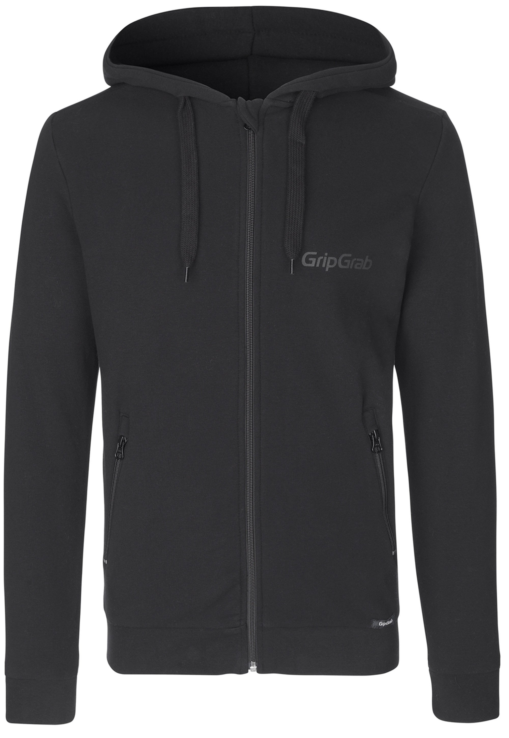 Gripgrab Gripgrab Icon Langærmet Økologisk Bomuldshættetrøje Lynlås - Sort Beklædning > Merchandise