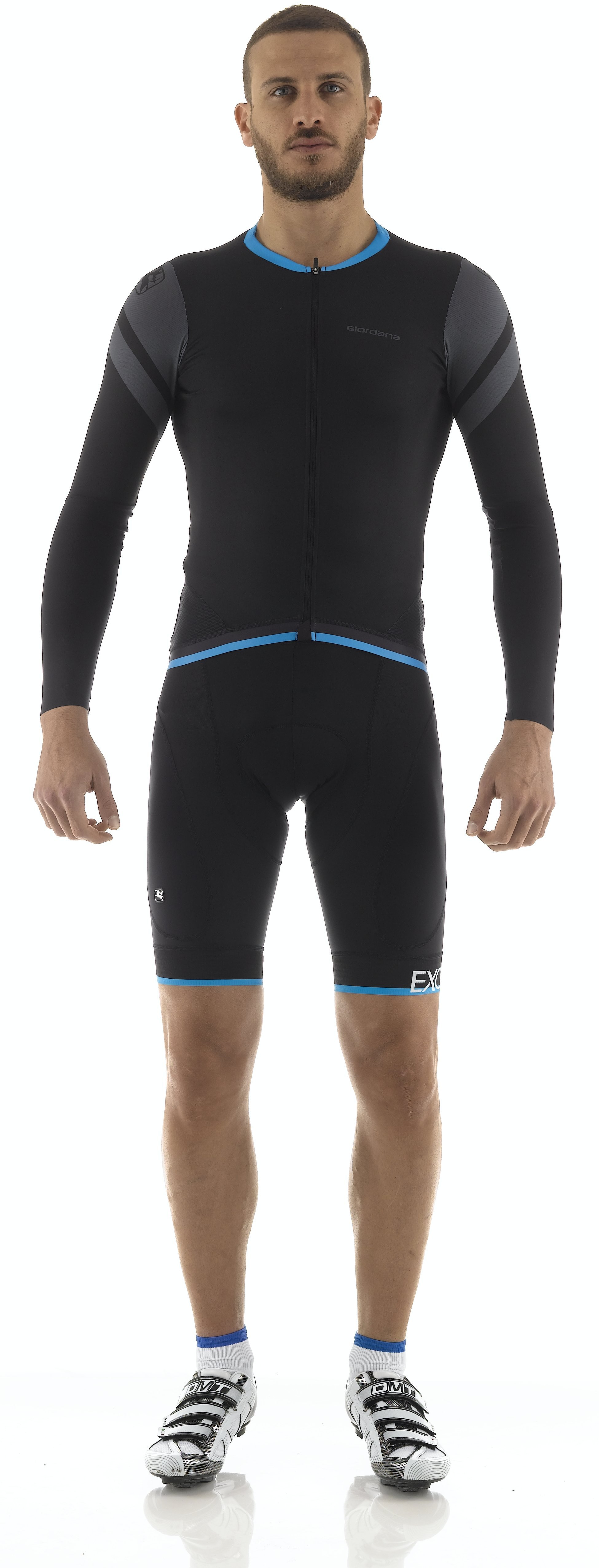 Giordana Langærmet Jersey Exo System - Black/Blue Beklædning > Cykeltøj Til Herre